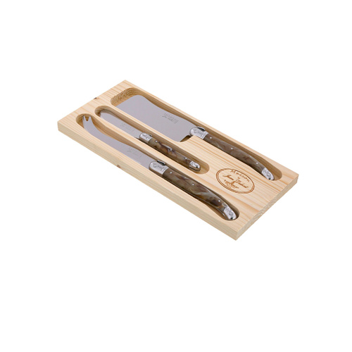 Jean Dubost Maison Cheese Set 3-Piece Dark Horn, MAD97326