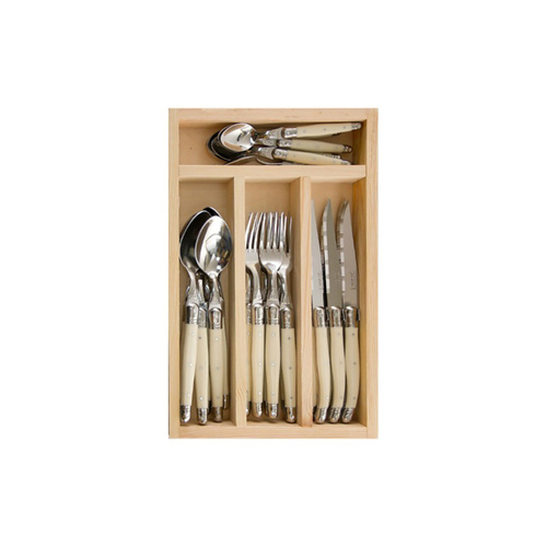 Jean Dubost Laguiole Simplicite Cutlery Set 24-Piece Ivory, SI71310
