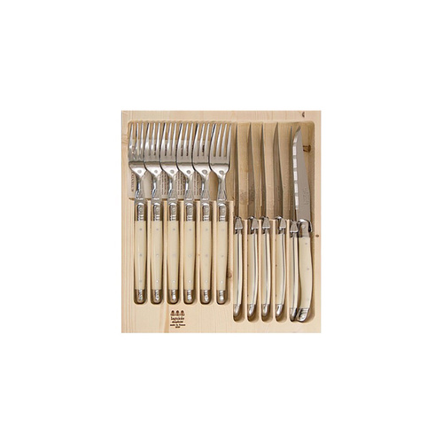 Jean Dubost Laguiole Simplicite Steak Set 12-Piece Ivory, SI13692