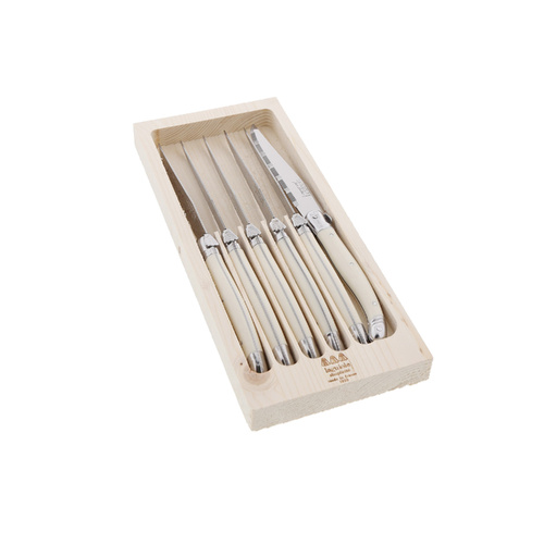 Jean Dubost Laguiole Simplicite Steak Knife Set 6-Piece Ivory, SI51611