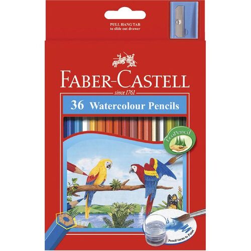Faber-Castell - Colouring Pencils- 36 Watercolour Pencils + Sharpener