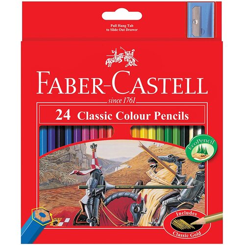 Faber-Castell - Colouring Pencils- 24 Classic Colour Pencils + Sharpener 11 58 54