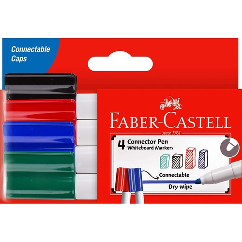 Faber-Castell Connector Pens Whiteboard Markers Assorted - Pack of 4