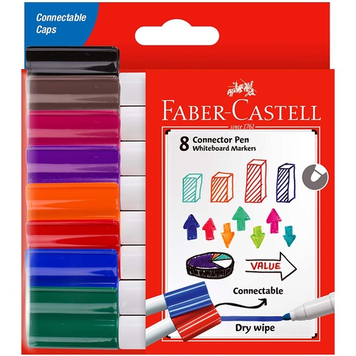 Faber-Castell Connector Pens Whiteboard Markers Assorted - Pack of 8