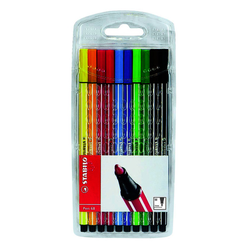 Stabilo Pen 68 Fibre-Tip Pen Medium 10-Piece Wallet Assorted 0349910