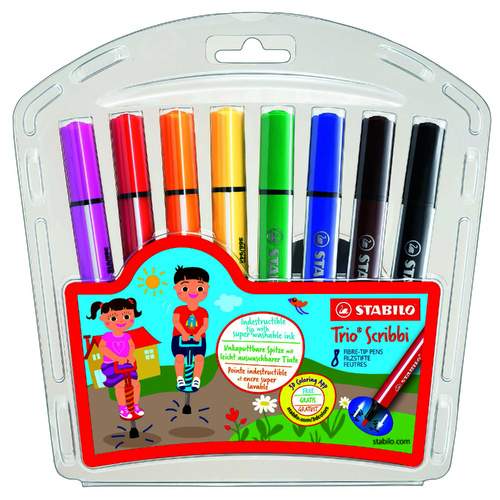 Stabilo Trio Scribbi Fibre-Tip Pen 8-Piece Assorted 49731