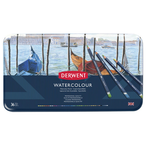 Derwent Watercolour Pencils 36p in Metal Tin Case