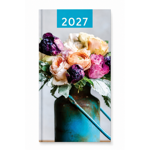 2027 Diary Design Group Fashion Roses Slim Week to View Blue, YCORDIA5A005