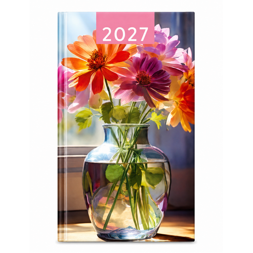 2027 Diary Design Group Fashion Sunflowers Slim Week to View Pink, YCORDIA5A005
