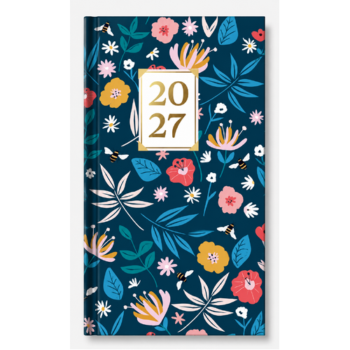 2027 Diary Design Group Fashion Floral Slim Week to View Blue, YCORDIA5A007