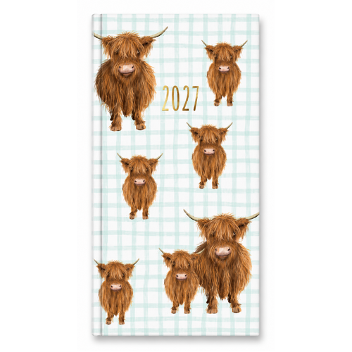 2027 Diary Design Group Fashion Highland Cows Multi Slim Week to View, YCORDIA5A009