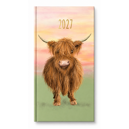 2027 Diary Design Group Fashion Highland Cow Single Slim Week to View, YCORDIA5A009