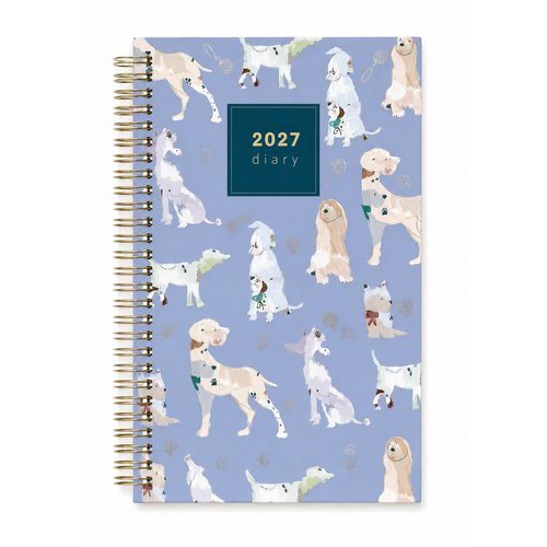 2027 Diary Design Group Fashion Dogs A5 Week to View Spiral Purple, YCORDIA5A012