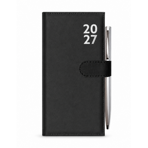 2027 Diary Design Group Premium Slim Week to View with Pen Black, YCORDIA5A031