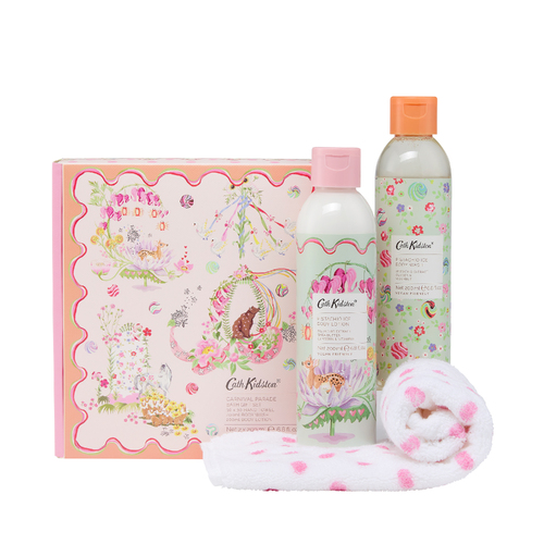 Cath Kidston Bath Gift Set Carnival Parade Hand Towel Body Wash & Lotion FG1718