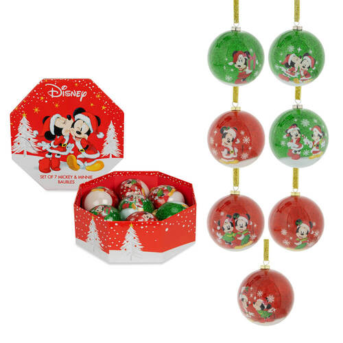 Disney Christmas Mickey & Minnie Christmas Baubles (Set of 7), JAS-WDXM6036