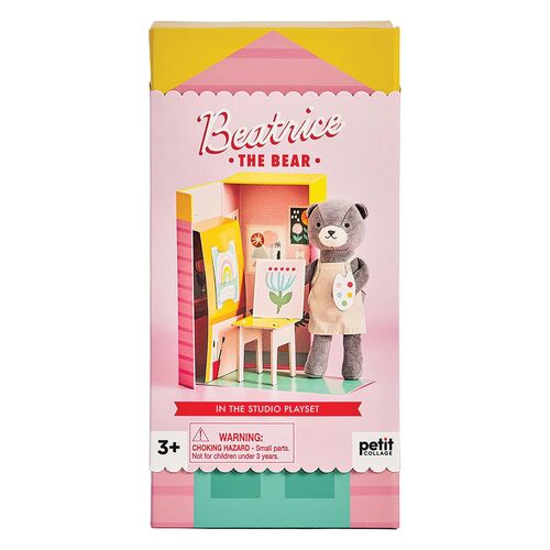 Petit Collage - Beatrice the Bear - In the Studio Plush Play Set
