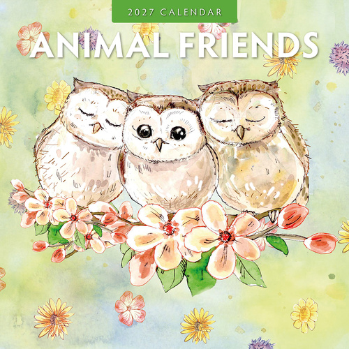 2027 16-Month Calendar Animal Friends Square Wall, Red Robin RR271004