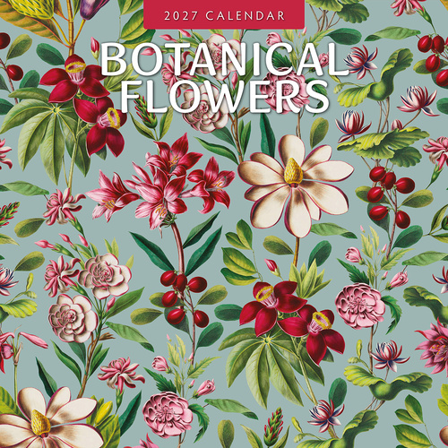 2027 16-Month Calendar Botanical Flowers Square Wall, Red Robin RR271122