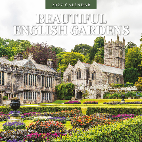 2027 16-Month Calendar Beautiful English Gardens Square Wall, Red Robin RR271144