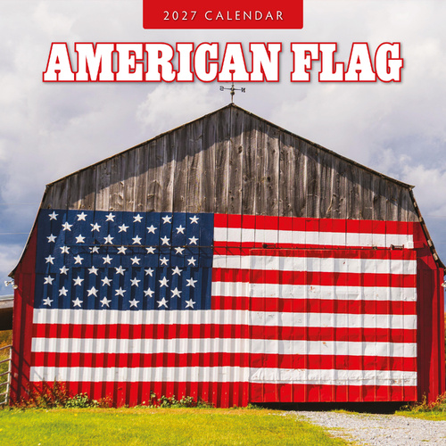 2027 16-Month Calendar American Flag Square Wall, Red Robin RR271161