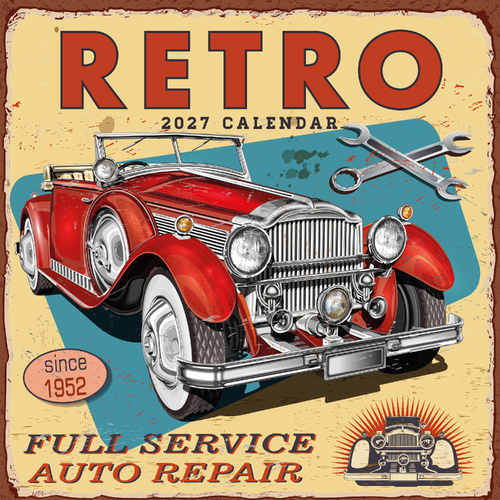 2027 16-Month Calendar Retro Square Wall, Red Robin RR271165