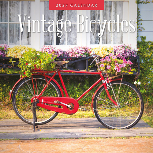 2027 16-Month Calendar Vintage Bicycles Square Wall, Red Robin RR271170