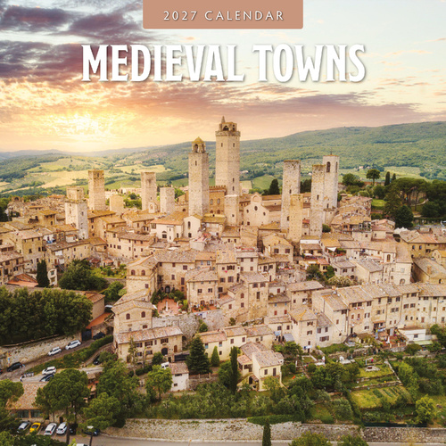 2027 16-Month Calendar Medieval Towns Square Wall, Red Robin RR271335