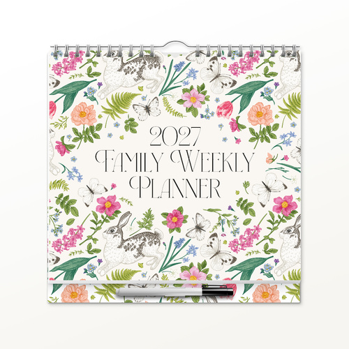 2027 16-Month Calendar Family Weekly Planner Wiro Wall, Red Robin RR273001