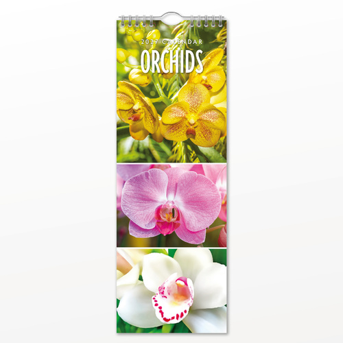 2027 16-Month Calendar Orchids Slim Wall, Red Robin RR272053