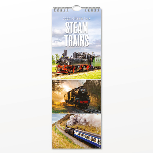 2027 16-Month Calendar Steam Trains Slim Wall, Red Robin RR272080