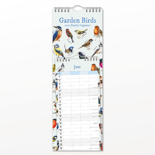 2027 16-Month Calendar Garden Birds Slim Wall, Red Robin RR272016