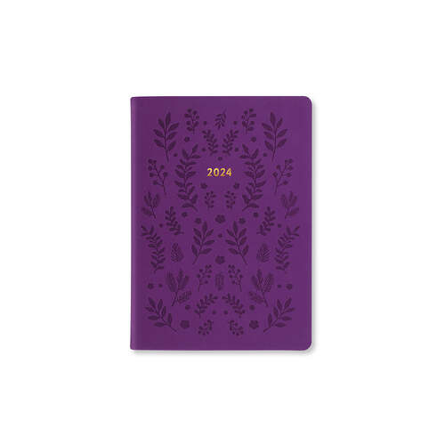 2024 Diary Woodland A6 Week to View Purple Multilanguage, Letts 24-082169