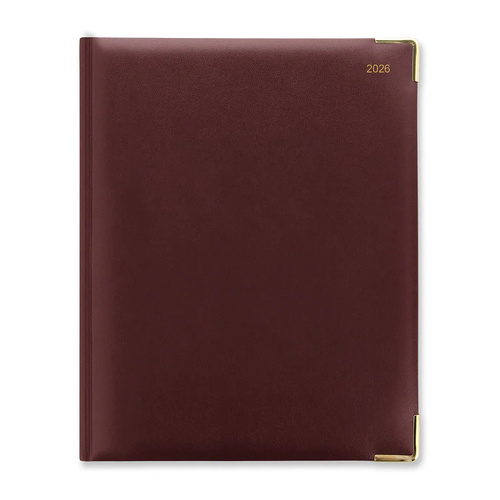 2026 Diary Letts of London Classic Quarto Week to View Vertical w/ Appointments Burgundy C32YBY