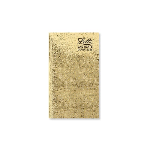2026 Diary Letts of London Ladydate Medium Pocket Week to View Gold TLADYSLIM