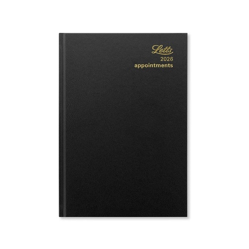 2026 Diary Letts of London Standard A5 Day to Page w/ Appointments Black T11XBK
