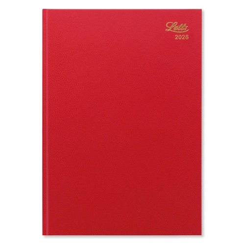 2026 Diary Letts of London Standard A4 Day to Page Red T11ZRD