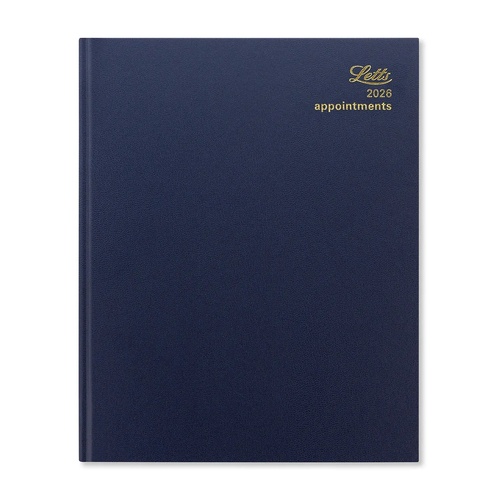 2026 Diary Letts of London Standard Quarto Week to View Vertical w/ Appointments Blue T31YBL