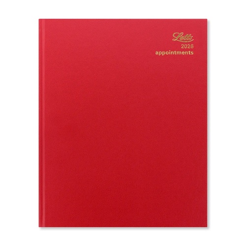 2026 Diary Letts of London Standard Quarto Week to View Vertical w/ Appointments Red T31YRD