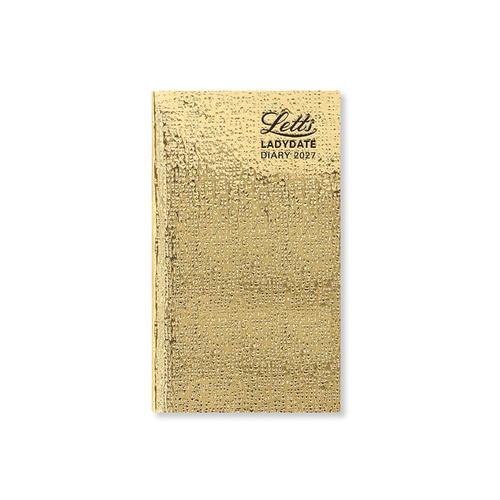 2027 Diary Letts of London Ladydate Medium Pocket Week to View Gold, 27-TLADYSLIM