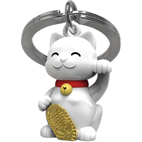 Metalmorphose Miniature 3D Metal Keychain - Lucky Cat, Whitehill MTM226-01