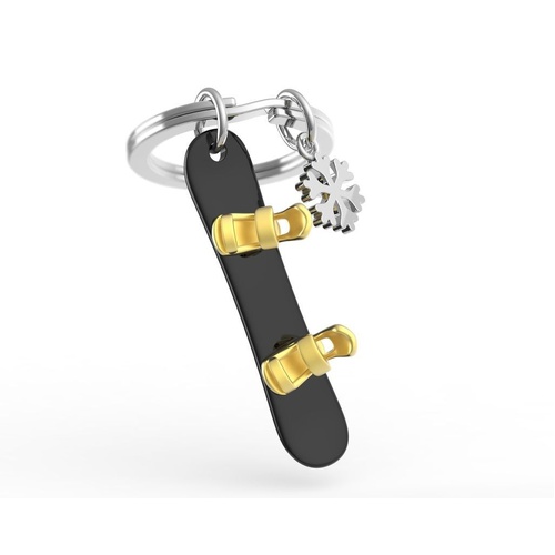 Metalmorphose Keychain Miniature 3D Snowboard, MTM148-01WH