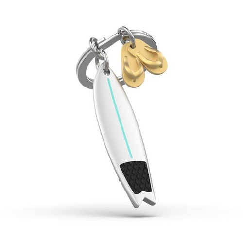Metalmorphose Miniature 3D Metal Keychain - Surfboard & Flip-Flops, Whitehill MTM332-01