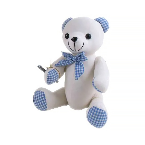 Elka Autograph Bear Large 38cm Blue Gingham Signature Bear 5606-BLG