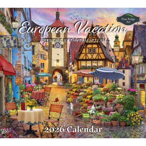 2026 Calendar Pine Ridge Art European Vacation by David Maclean, Horizontal Wall 6030