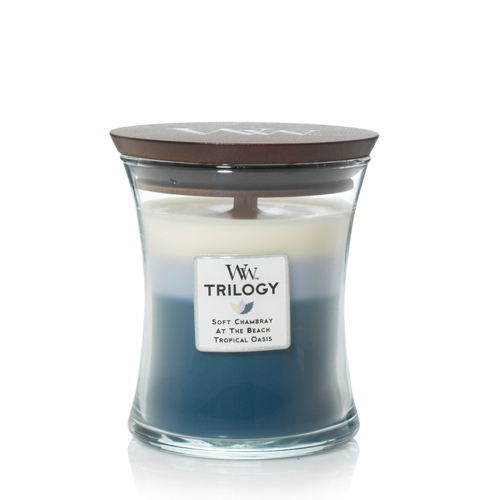 WoodWick Scented Candle Medium 275g Beachfront Cottage Trilogy, Splosh WW92954