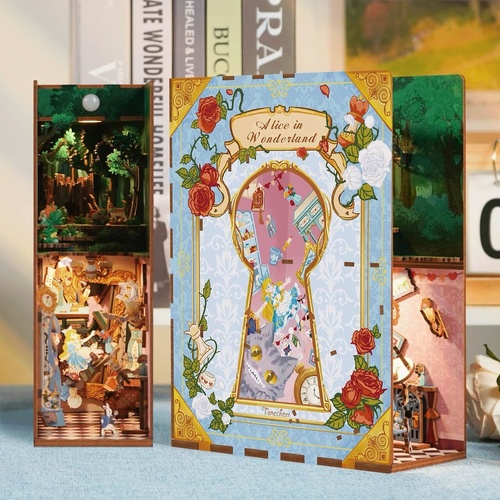 Tonecheer 3D Wooden Puzzle Alice in Wonderland Book Nook Kit, TQ128