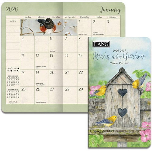 2026-2027 2-Year Planner LANG Birds In The Garden by Jane Shasky, Pocket Month to View 26991071093