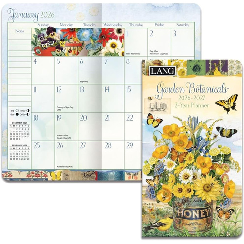2026-2027 2-Year Planner LANG Garden Botanicals by Barbara Anderson, Pocket Month to View 26991071103