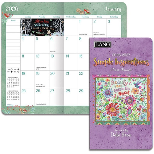 2026-2027 2-Year Planner LANG Simple Inspirations by Debi Hron, Pocket Month to View 26991071094